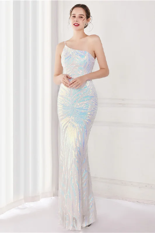 Exclusive Savings One Shoulder Sequin Mermaid Long Evening Dress