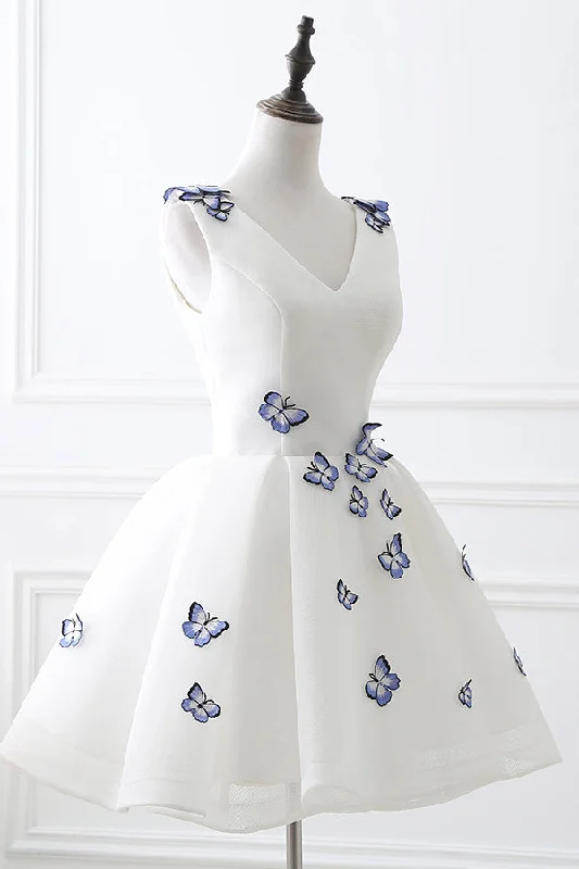 Year-End Clearance Butterfly Appliques Short Homecoming Dress