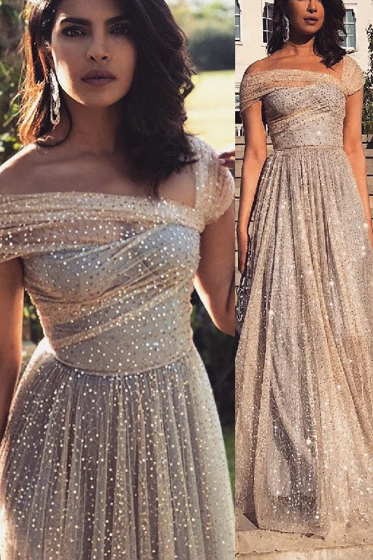 Price Blitz Unique Gold Sparkle Long Prom Dress Formal Evening Dress