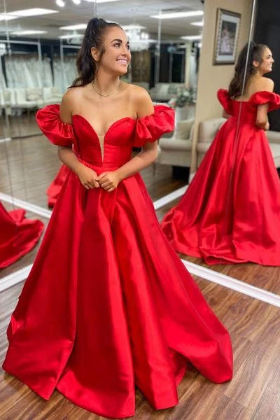 Special Savings Red Strapless A-Line Long Party Dress with Detachable Sleeves
