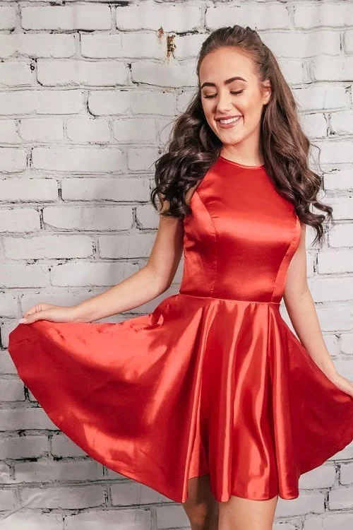 Deal of the Week Jewel Neck Cut Out Red Homecoming Dress