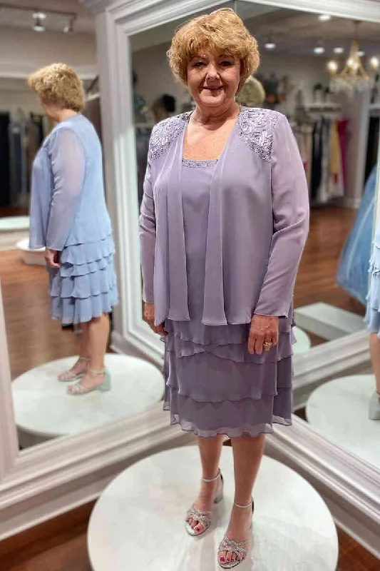Great Deals Dusty Purple Ruffled Mother of the Bride Dress with Cardigan
