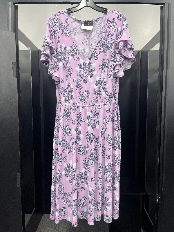 Weekend Deal Purple Dress Casual Midi Lane Bryant, Size 18