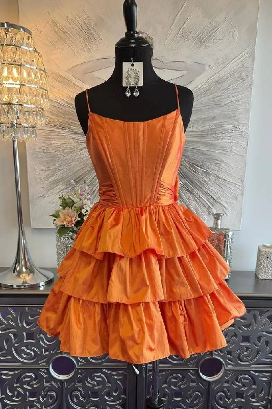 Final Clearance Straps A-Line Ruffle Homecoming Dress with Bow