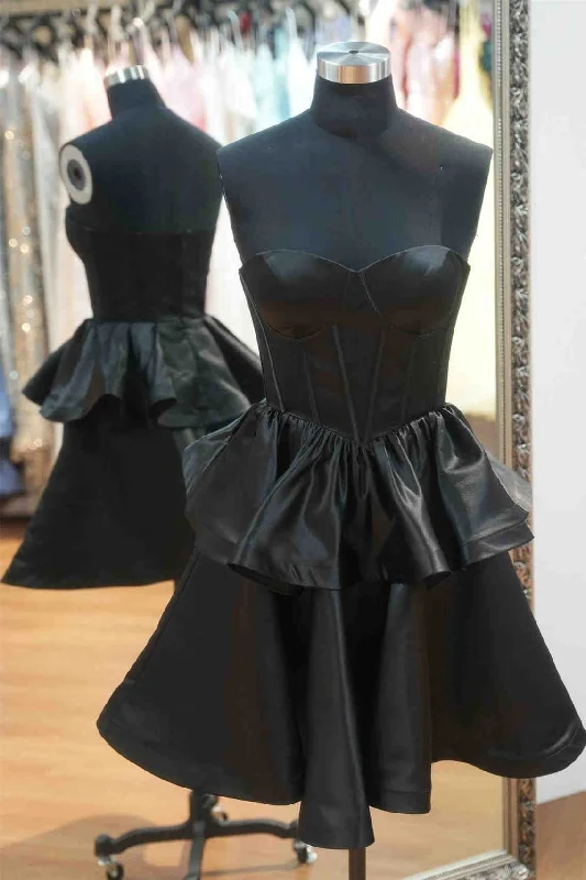 Special Offer Strapless Black Layered Short Party Dress