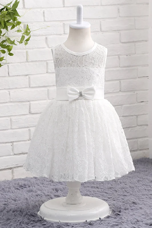 Today Only Lace White Flower Girl Dress with Bow