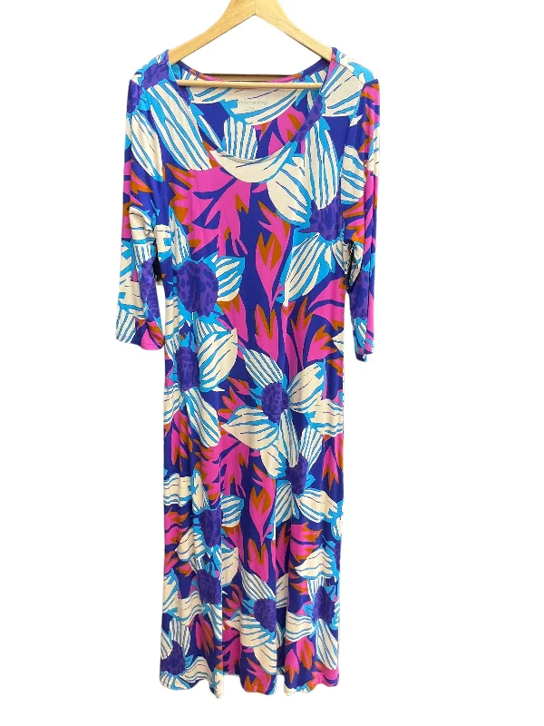 Hurry In Tropical Print Dress Casual Maxi Soft Surroundings, Size L