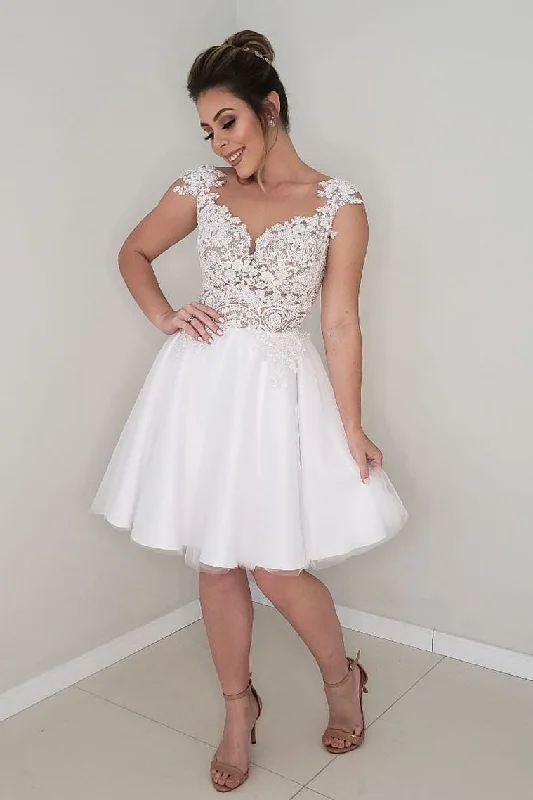 Early Access Princess Short A-line Sweetheart White Lace Wedding Dress