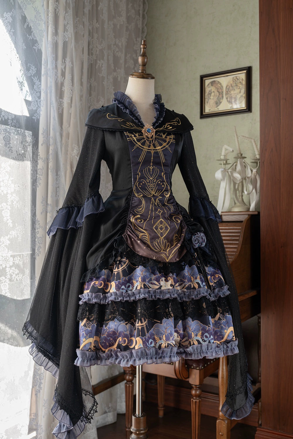 Final Sale YingLuoFu~Astro Cat~Gothic Lolita OP Suit Witch Lolita Dress and Shawl