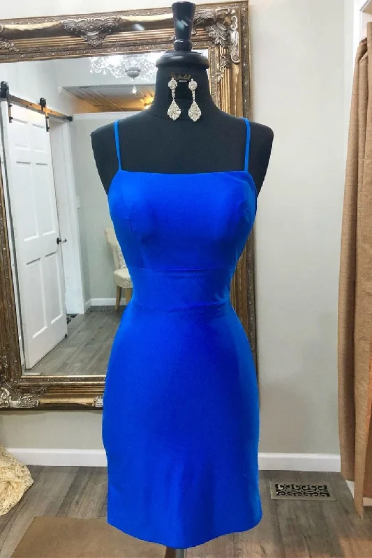 Instant Discount Royal Blue Straps Tight Short Homecoming Dress