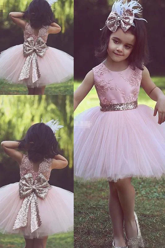 Hurry In Pink Flower Girl Dress with Bowknot,Tutu Skirt