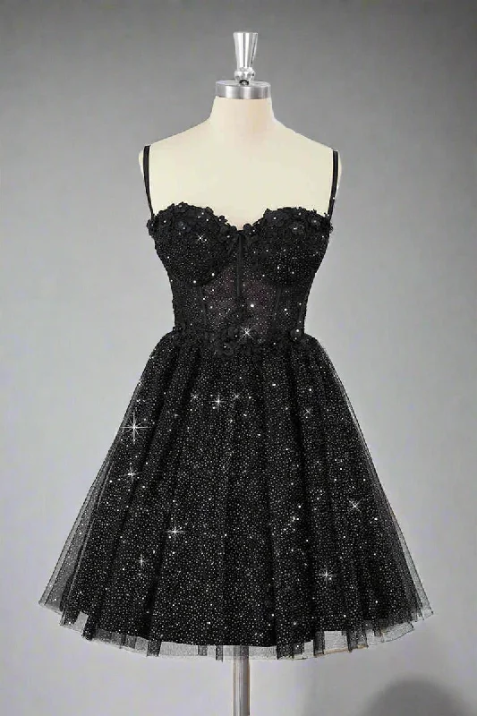Sale Event Straps Black Corset A-Line Tulle Homecoming Dress