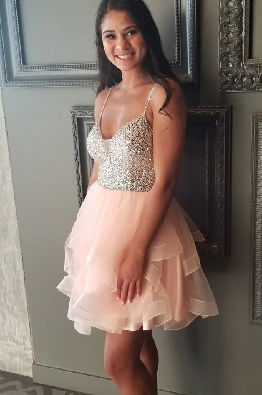 Don't Wait Princess Short Pink Homecoming Dress with Silver Top