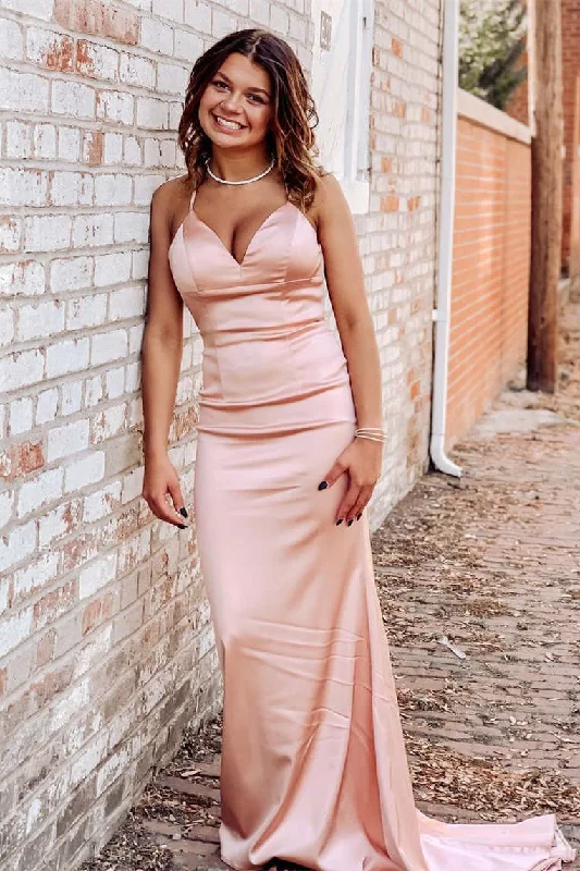 Hot Deal Elegant Halter Pearl Pink Long Mermaid Prom Dress