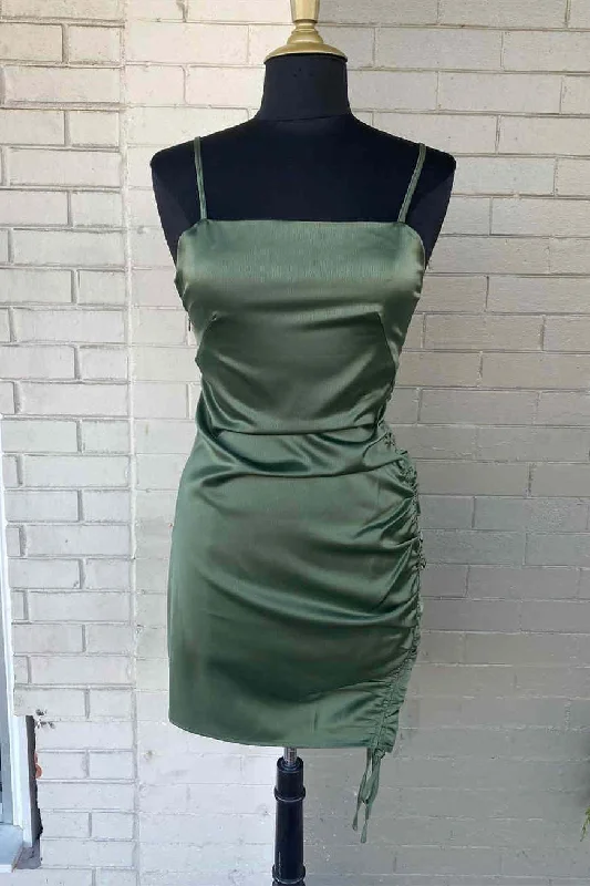 Bonus Savings Sage Green Short Homecoming Dress with Adjustable Side Straps
