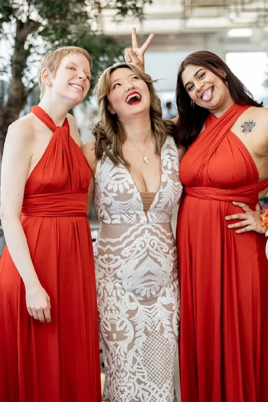 Fantastic Deals A-Line Red infinity Long bridesmaid dress
