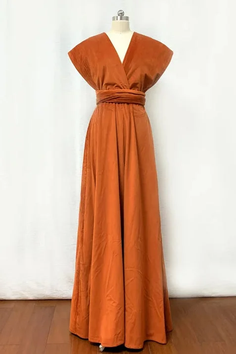 Markdown Madness Burnt Orange Satin Multi-Way Bridesmaid Dress