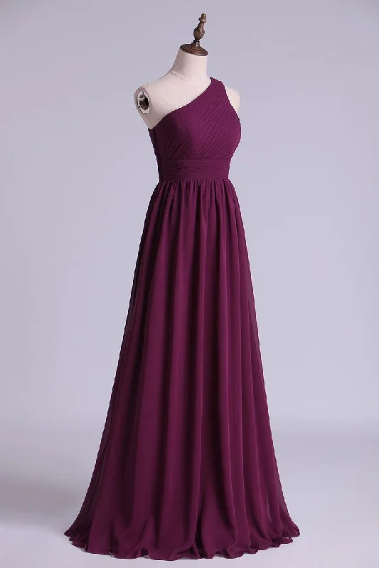 Year-End Sale Grape One Shoulder A-Line Bridesmaid Dress
