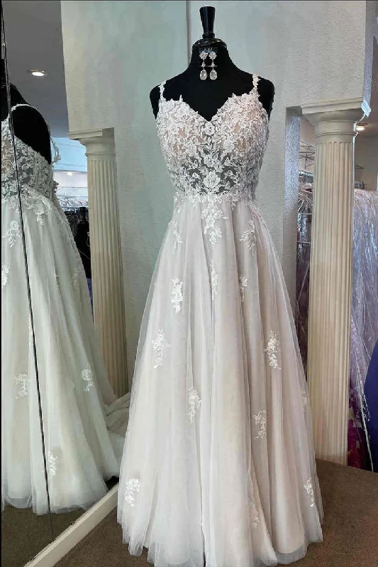 Flash Deals Gorgrous Ivory Tulle Lace Long Wedding Dress