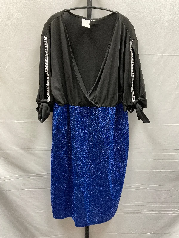 Epic Deals Black & Blue Dress Casual Midi Clothes Mentor, Size 4x