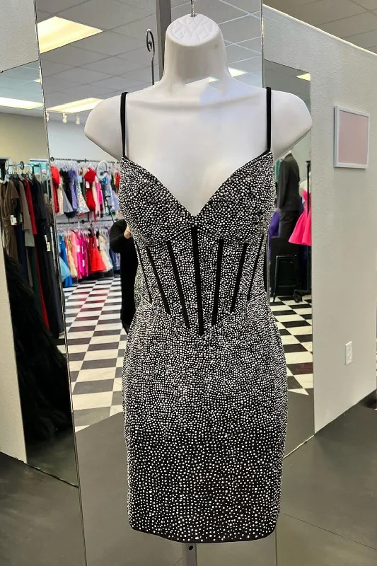 Best Bargains Gorgeous Black Tight Homecoming Dress with Rhinestones