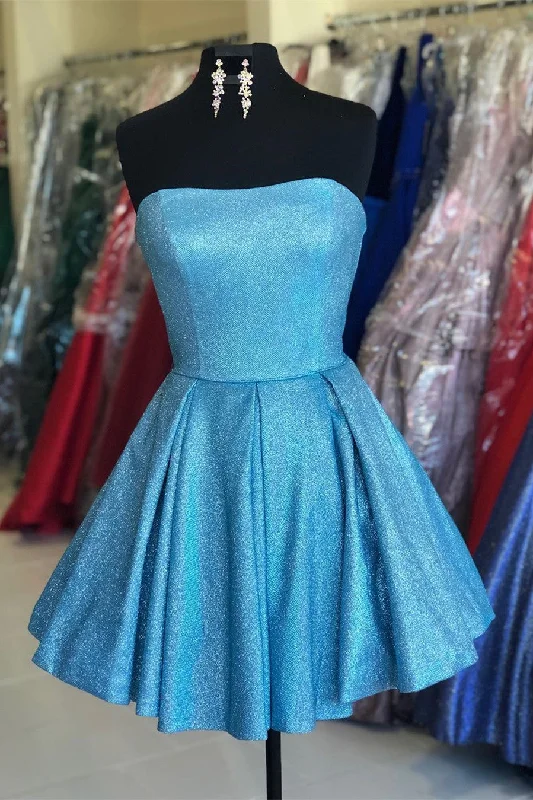 Mega Sale Sparkle Lace-Up Strapless Short Homecoming Dress