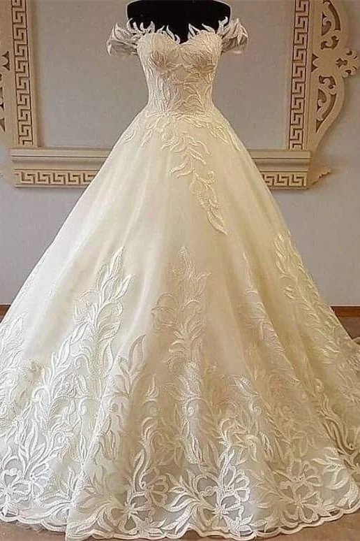 Closeout Sale Princess Off-the-Shoulder A-line Ivory Wedding Dress