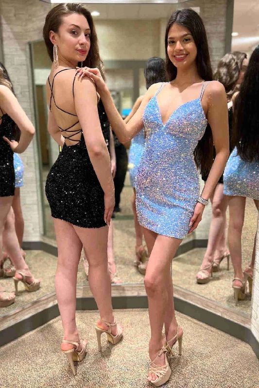 Final Markdown Double Straps Black Bodycon Homecoming Dress