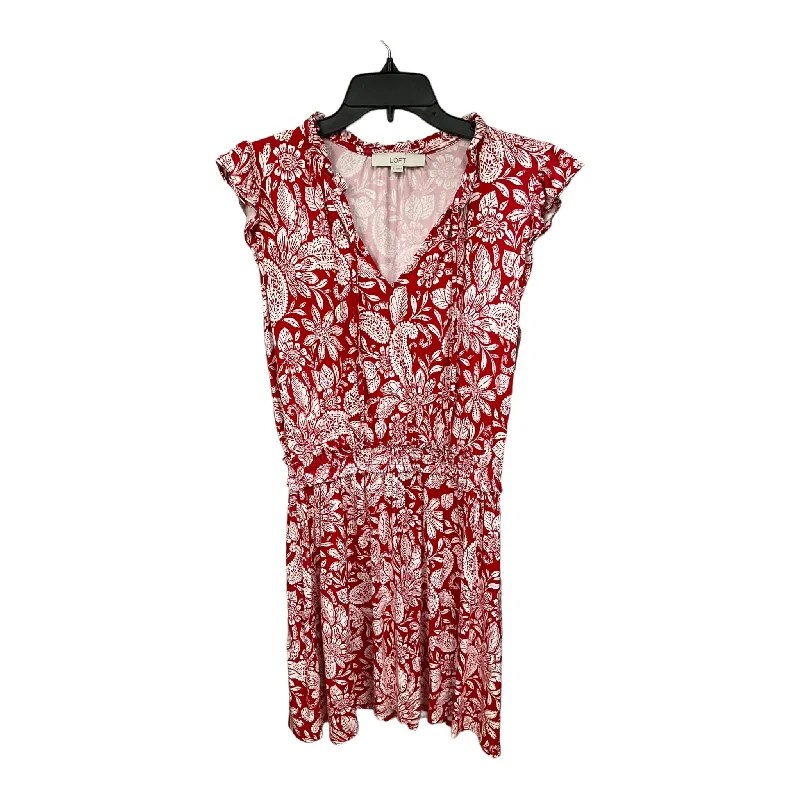 Must-Have Deals Red & White Dress Casual Short Loft, Size S