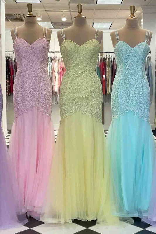 Discount Deals Spaghetti Straps Mermaid Appliqued Long Prom Dress