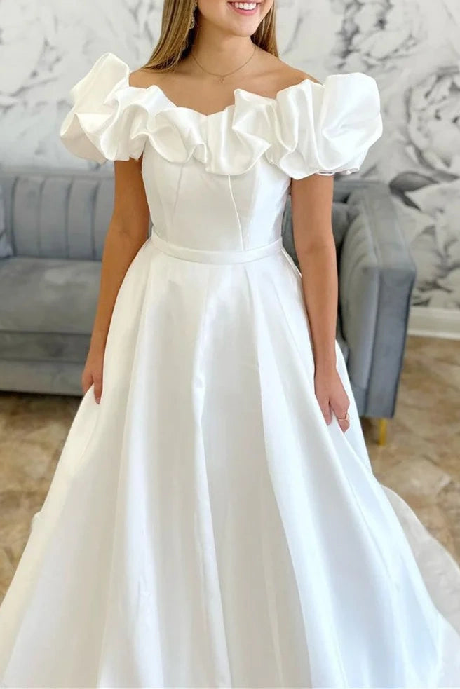 Year-End Clearance Puff Off the Shoulder A-line Wedding Dress