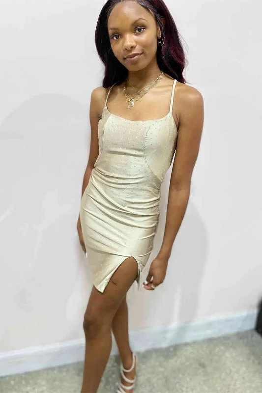 Markdown Madness Criss Cross Straps Tight Homecoming Dress with Crystal