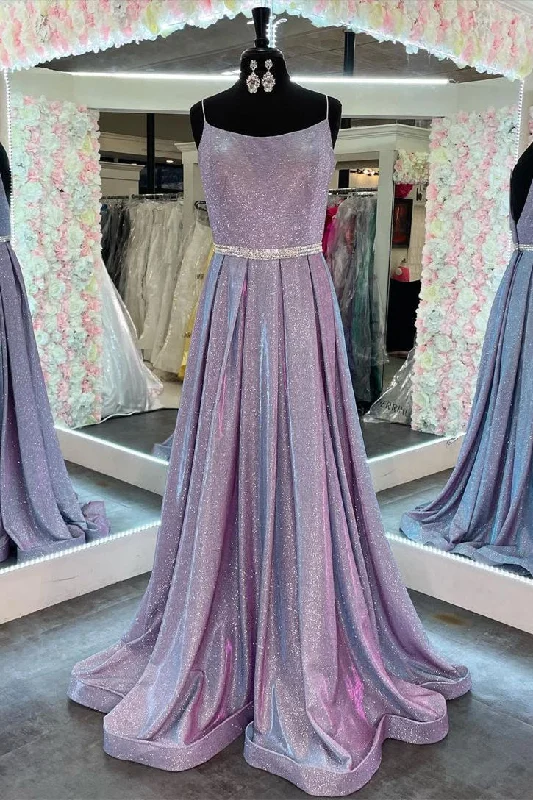 Price Reduction Stunning A-Line Lilac Prom Dress with Beaded Belt