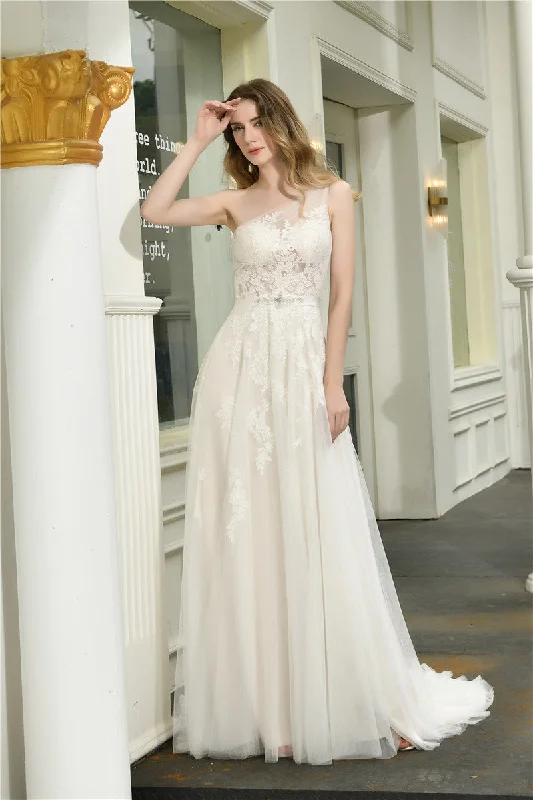 Customer Appreciation Sale One Shoulder A-Line White Wedding Dress