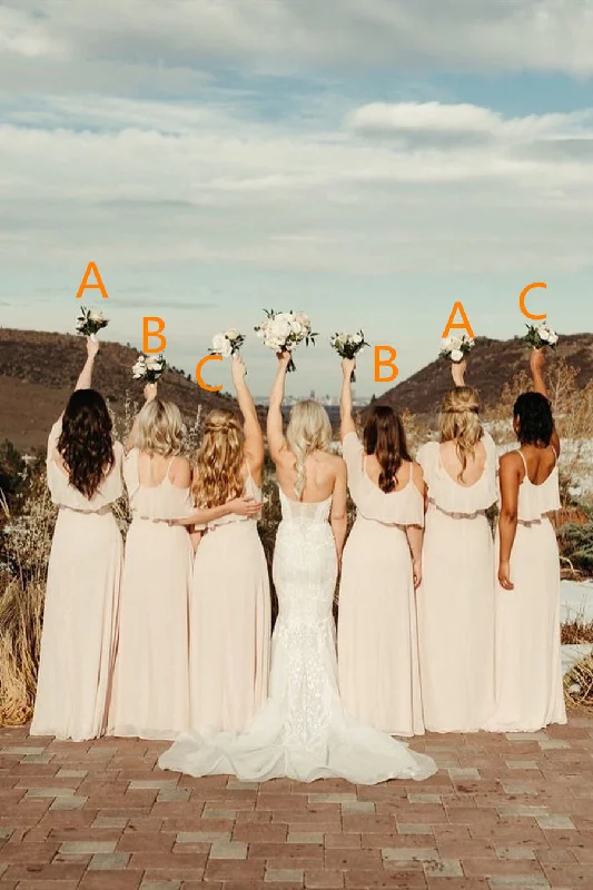 Deep Discounts Mismatched A-line Ivory Chiffon Bridesmaid Dresses