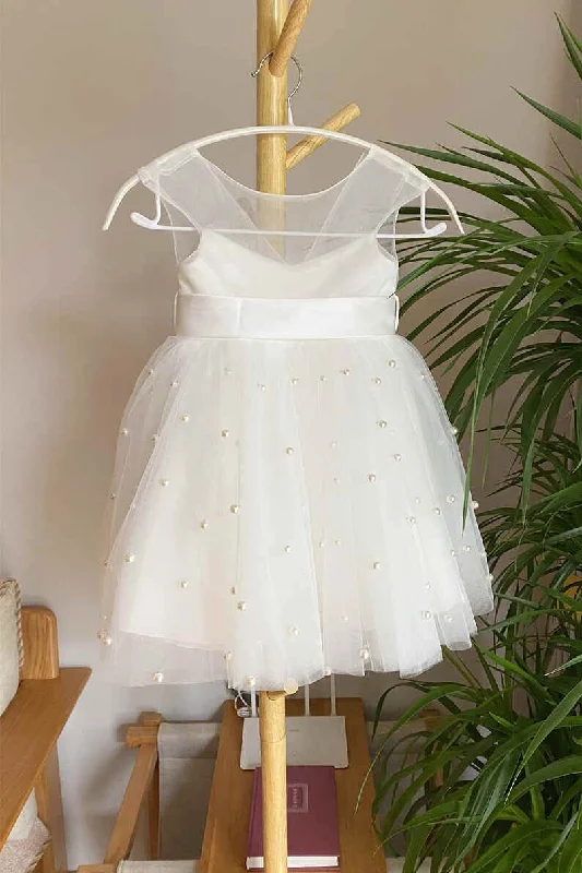 Inventory Reduction Adorable Ivory Toddler Dress with Pearls