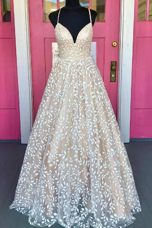Unmissable Offer A-line Ivory Long Prom Dress with Lace Up Back