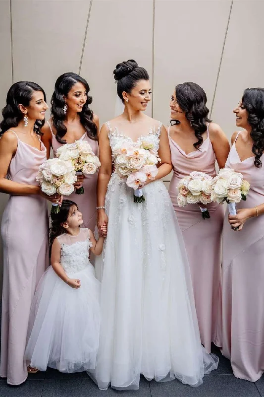 Instant Savings Gorgous Pink Slip Long Bridesmaid Dress with Spaghetti Straps