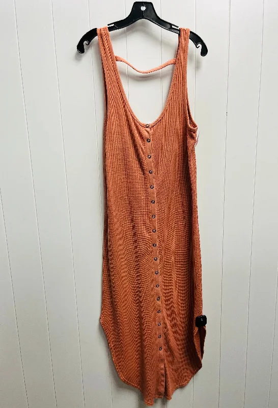 Super Bargain Orange Dress Casual Midi Daily Practice By Anthropologie, Size S