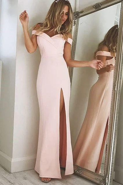 Today’s Deal Off the Shoulder Mermaid Pearl Pink Long Party Dress