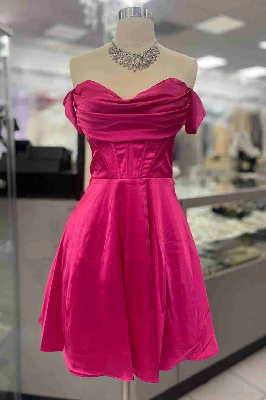 Flash Sale Sweetheart Hot Pink Pleated A-Line Short Party Dress