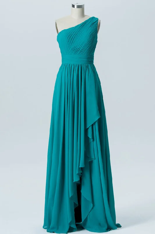 Savings Spectacular Tauquoise Floor Length Ruffled Bridesmaid Dress