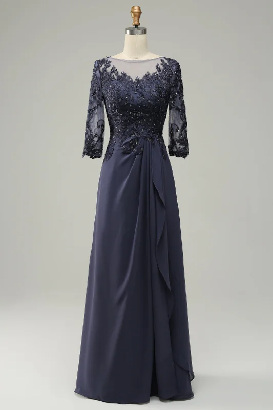 Bargain Prices Stormy 3/4 Sleeves Appliques Ruffle Long Mother of the Bride/Groom Dress