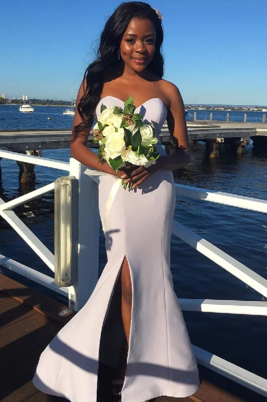 Price Buster Mermaid Sweetheart Long White Bridesmaid Dress