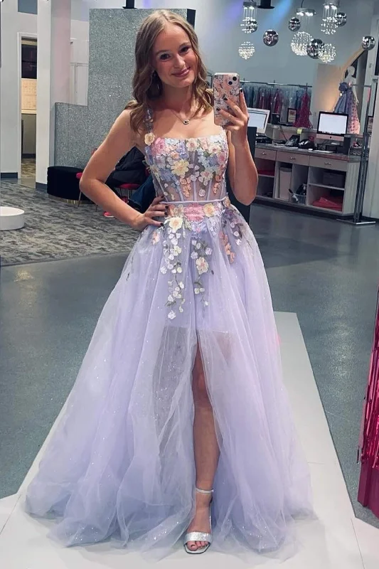 Today’s Deal Lavender Straps Floral Short Party Dress with Detachable Cape