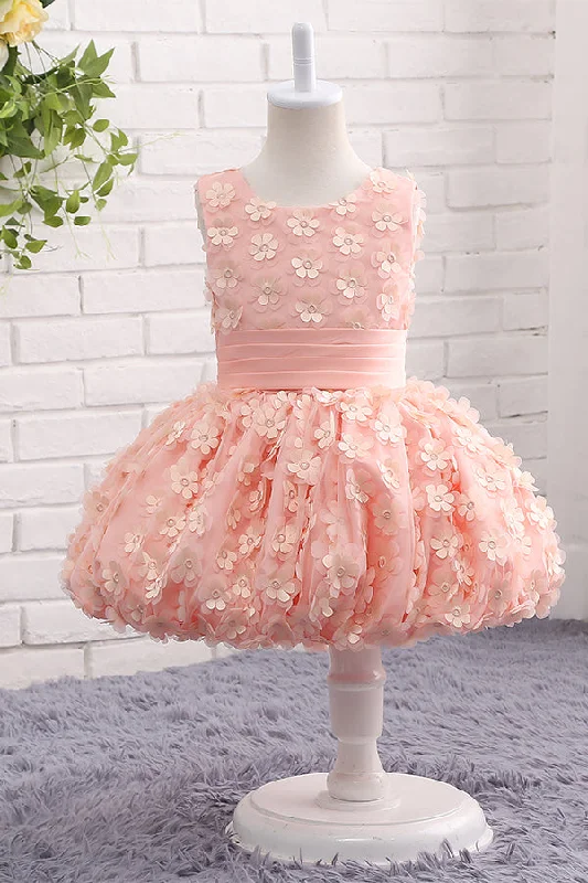 Stock Clearance Cute Mini Flower Girl Dress with Appliques