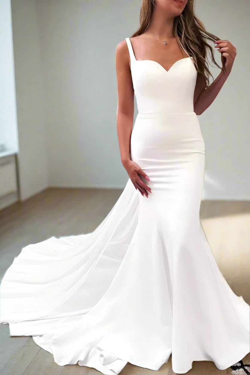 Online Only Straps Mermaid Bridal Dress with Backless