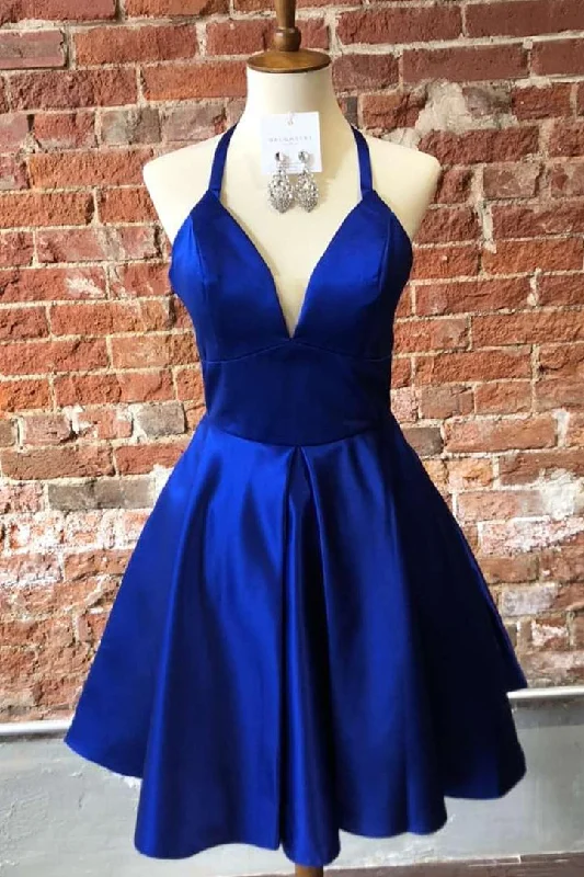 Bargain Prices Simple Halter Royal Blue Short Homecoming Dress