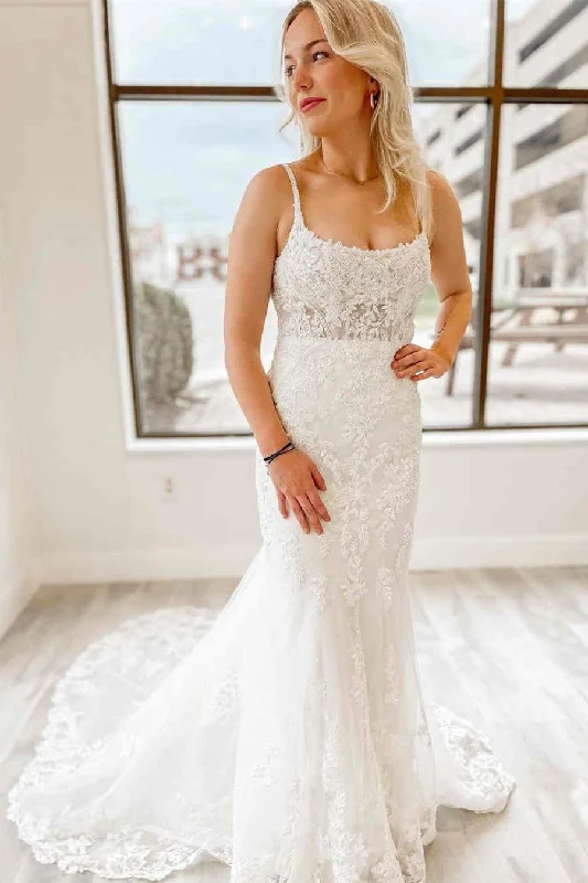 Big Savings White Mermaid Long Bridal Dress with Appliques