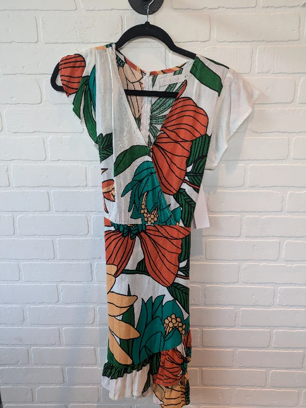 Major Savings Green & Orange Dress Casual Short Hot Lava, Size M